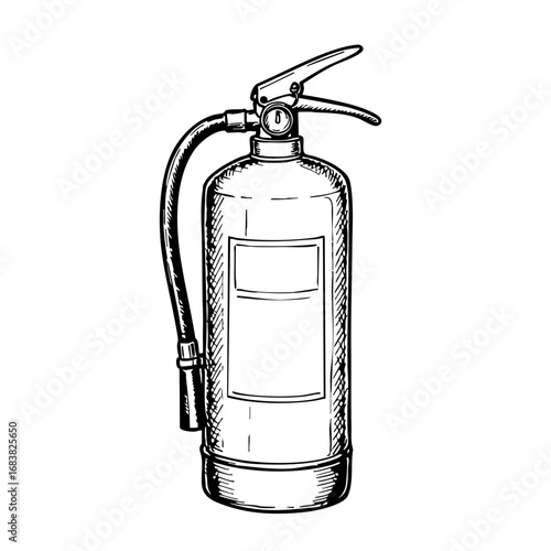 Vintage sketch of a fire extinguisher in detailed line art  