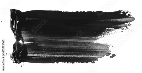 Fototapeta Naklejka Na Ścianę i Meble -  photo black grunge brush strokes acrylic paint isolated on white background, clipping path