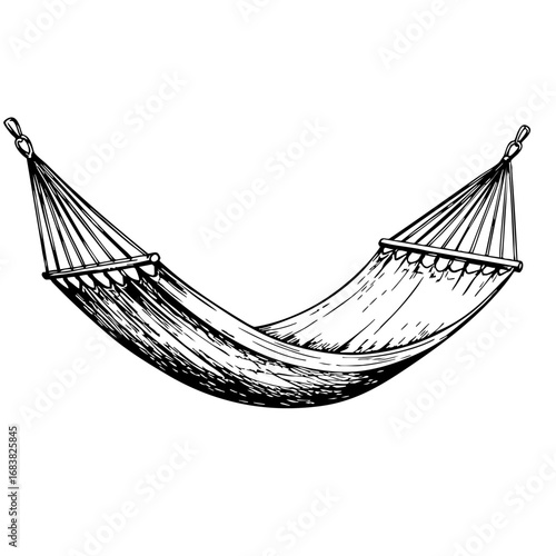 Hand-drawn hammock sketch on a white background  