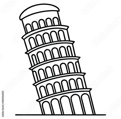 Leaning Tower of Pisa vector illustration landmark in Italy