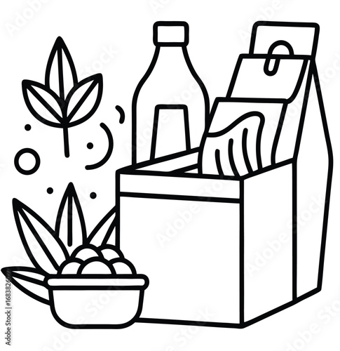 Dairy products set with bottles cups and containers in vector illustration