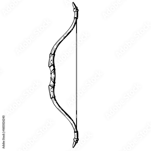 Vintage sketch of a traditional archery bow  