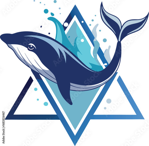 Whale Tail Splashing Inside Triangle Frame
