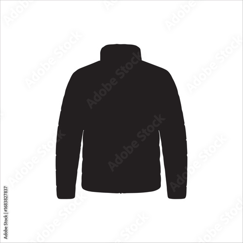 Minimalist Black Puffer Jacket Illustration for Fashion and Apparel Designs A Versatile Winter Garment Icon