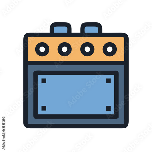 Guitar Amplifier Illustration: Vintage Style Musical Equipment Design