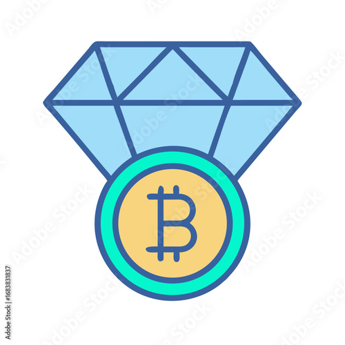 Bitcoin wealth diamond concept on black background illustration graphic