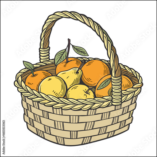 Autumn's Bounty: A Basket of Harvest Fruits and Vegetables