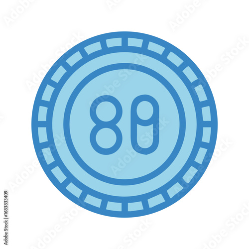 Blue token icon with the number eighty eight inside