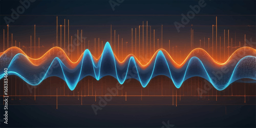 Abstract blue background with a medical heartbeat line, a health technology illustration of a cardiogram pulse wave