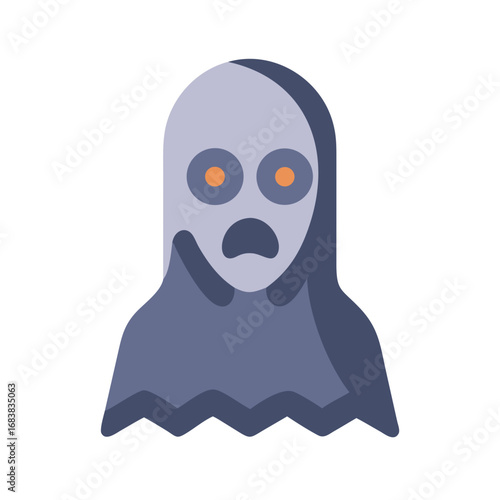Cute cartoon ghost icon on a black background