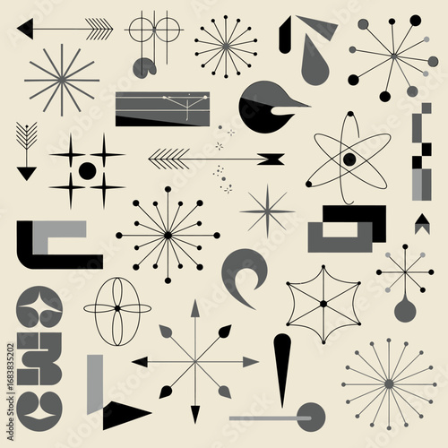 Mid century modern geometric design elements collection