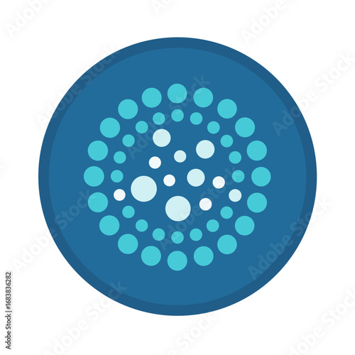 Abstract circular pattern of varying sized light blue dots