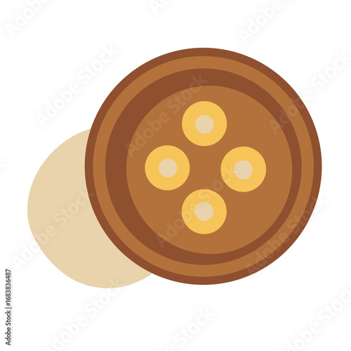 Simple Flat Style Brown Button on Black Background Graphic