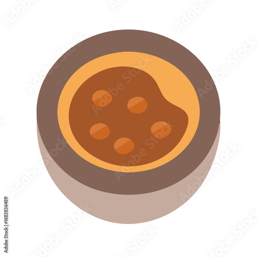 Stylized icon depicting bowl of soup or sauce