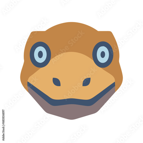 Flat design chameleon face on black background graphic illustration