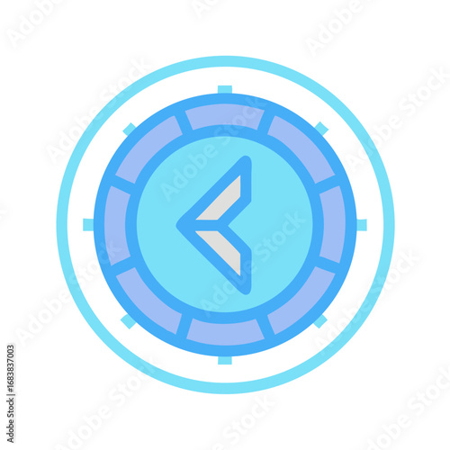 Circular interface with left arrow indicating navigation or selection