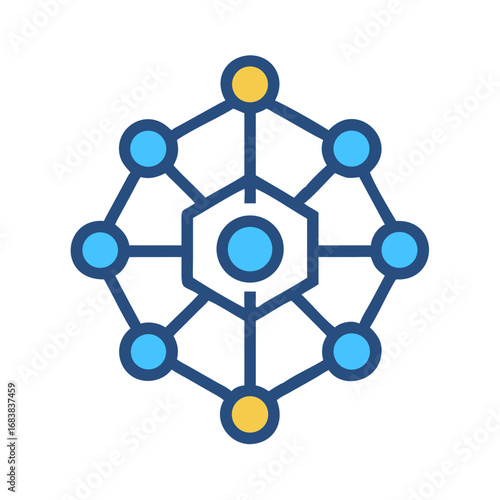 Network connection nodes forming a hexagonal and radial pattern