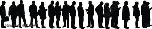Diverse business people silhouette queue waiting line professionals business meeting opportunity crowd vector