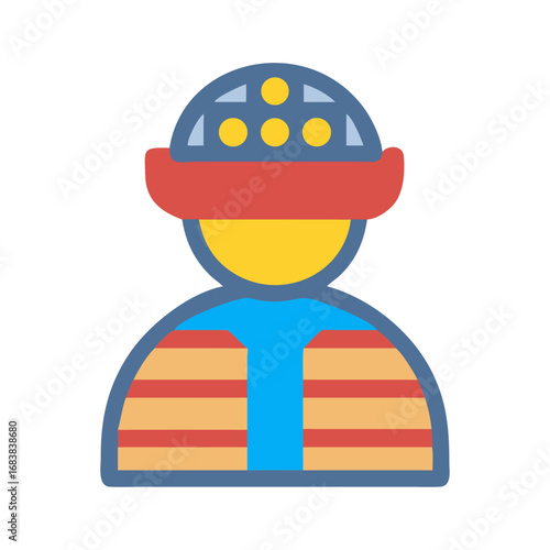Stylized firefighter character icon illustration in flat design style