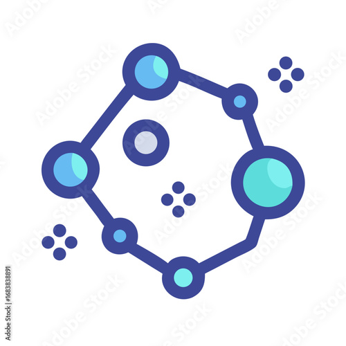 Stylized constellation diagram with connecting lines and circular nodes
