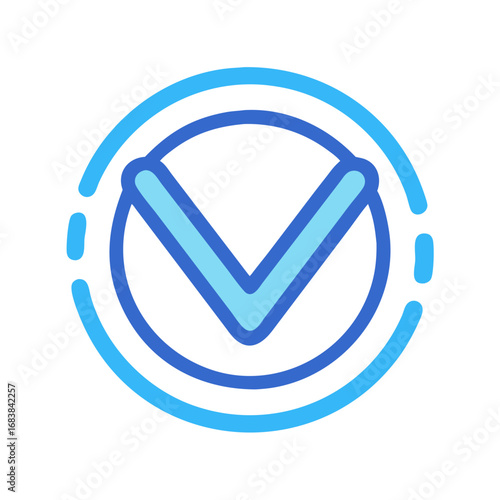 Vector check mark icon in circle on black background