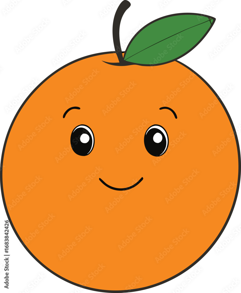 Fototapeta premium Cute orange fruit character vector illustration for healthy food concepts transparent background