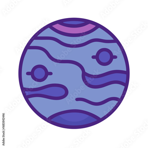 Isolated cartoon planet illustration featuring craters and wavy texture