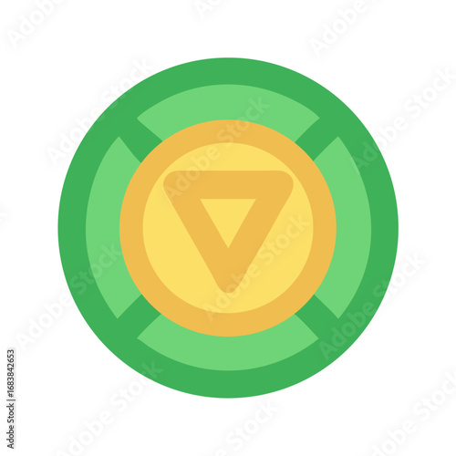 Abstract downward arrow geometric shape centered with flat design