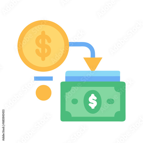 Flat vector art depicting income and expense of money