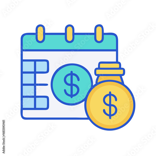 Deadline reminder date with a bag full of money