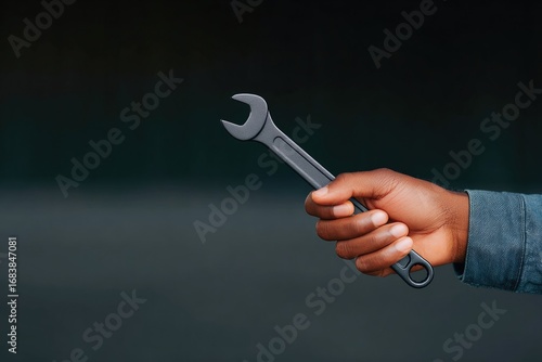 Wallpaper Mural Hand gripping shiny wrench showcases readiness for mechanical ta Torontodigital.ca