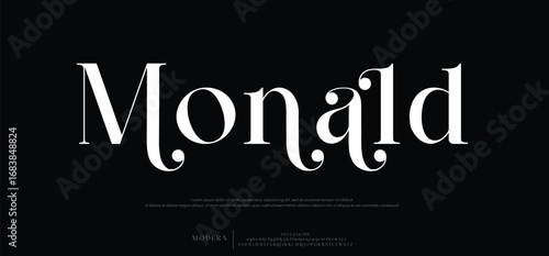 Monald Lettering Minimalist Fashion. Elegant alphabet letters serif font and number. Typography fonts regular uppercase, lowercase.
