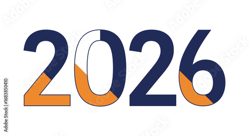 Futuristic orange and blue typography for the year twenty twenty six