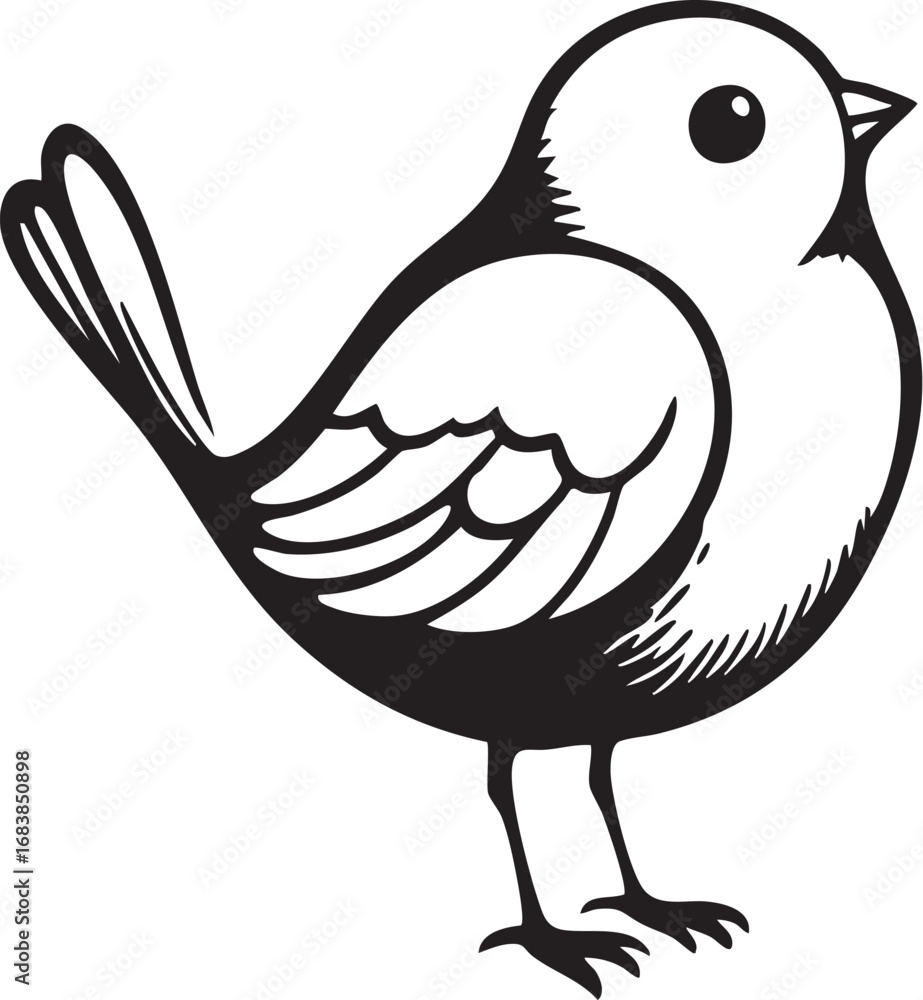 Obraz premium Cute simple small bird hand-drawn illustration 