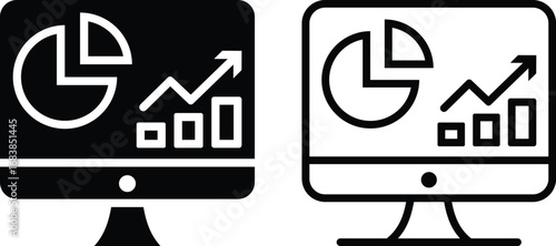 Financial analysis on computer screen icon