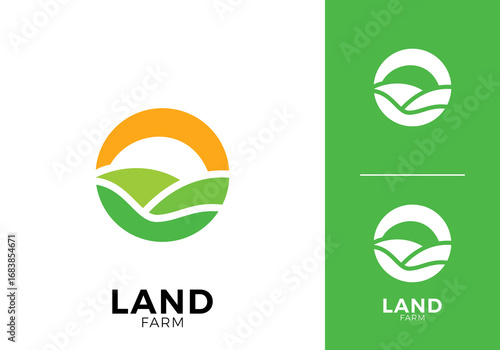 farm hill logo design. landscape agriculture icon vector concept