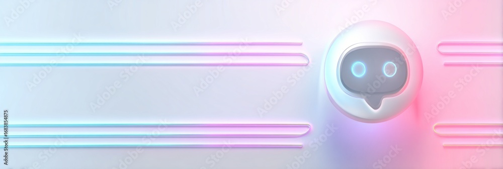 Obraz premium A futuristic chatbot design featuring a soft glow and vibrant colors. Ideal for conveying innovation, technology, and creativity in digital communication.
