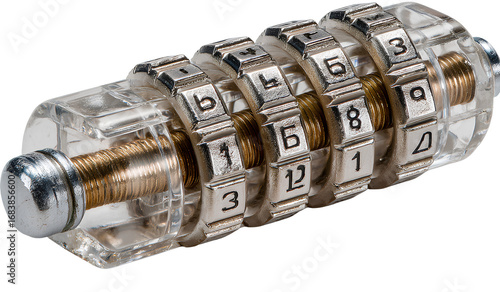 a combination lock with the numbers visible, set against a transparent background