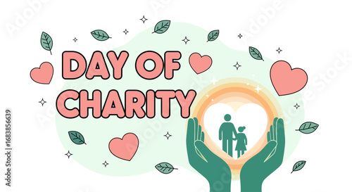 Illustration design vector art of day of charity with hands holding heart illustration