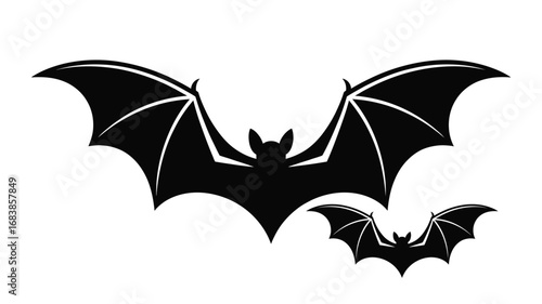 Dynamic silhouette bats taking flight, perfect for Halloween or spooky event designs