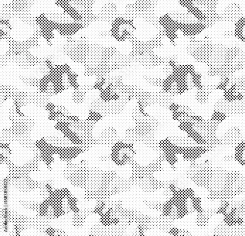 Abstract halftone background. Military camouflage effect dot seamless pattern texture. Dotted background as design element.