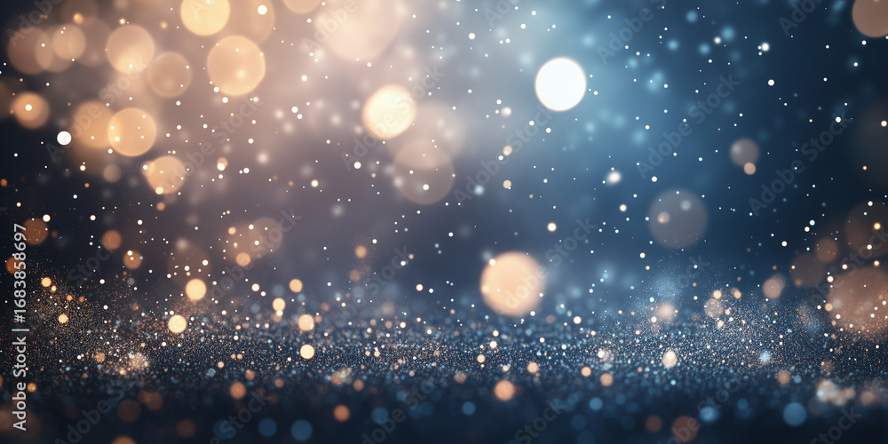 Obraz premium Abstract Blue and Gold Glittery Bokeh Background