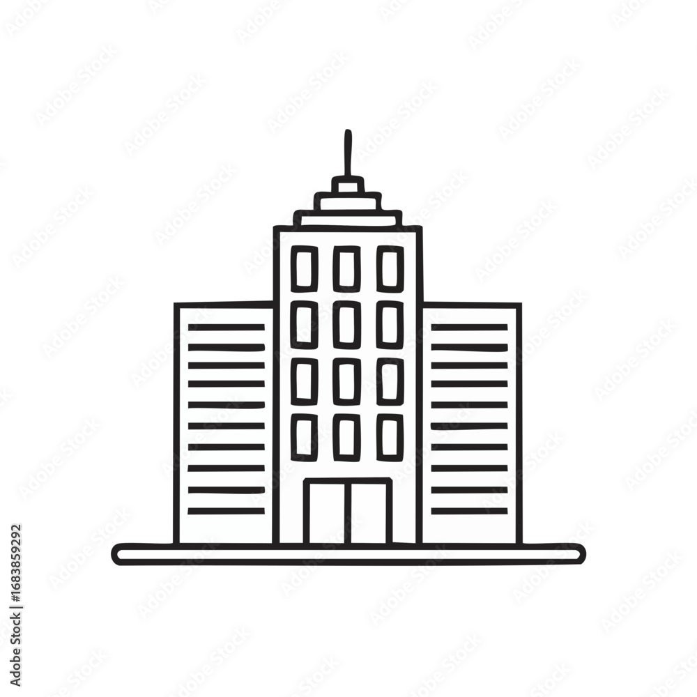 Fototapeta premium A minimalist outline of a modern skyscraper with a simple design