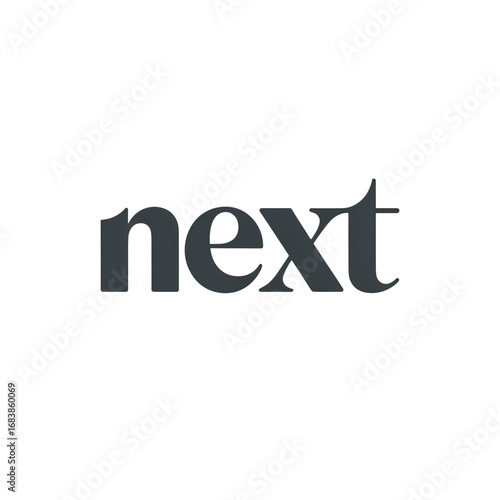 The word next in a stylized font isolated on transparent background