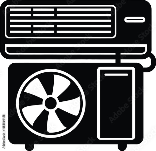 Air Conditioner Unit Vector - HVAC Cooling System Symbol for Home Appliances and Climate Control Icon on Transparent Background.