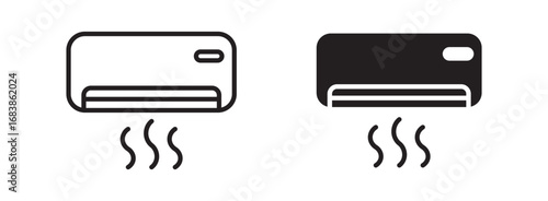 Air conditioning with fresh cold air icon set.