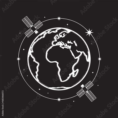 Global connectivity satellites orbiting earth illustrating worldwide communication and technology advancements