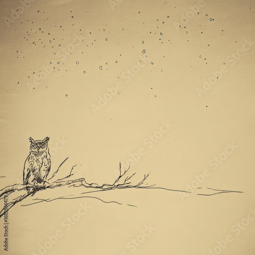 Wallpaper Mural Owl on branch night scene Torontodigital.ca