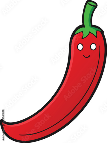 Glossy red chili pepper vector illustration scalable eps icon for culinary design transparent background