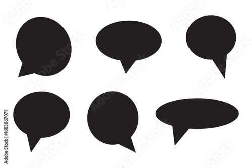 Speech bubble, speech balloon, chat bubble line art icon for apps and websites. Set of speech bubble, comic sticker, chat box and empty social media message balloon silhouette or communication network